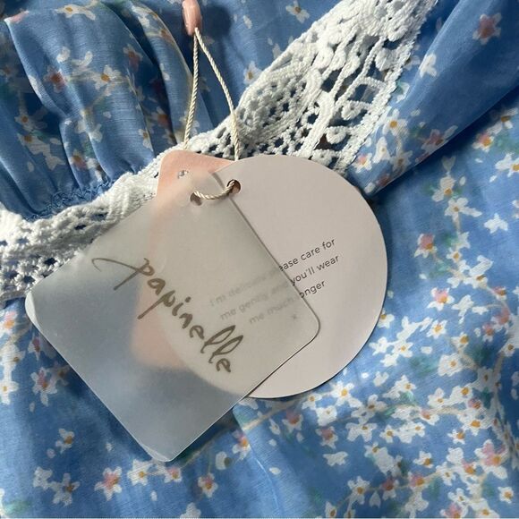 Papinelle NWT Cotton Silk Cheri Blossom Lace Front Maxi Nightgown XL - Picture 8 of 14